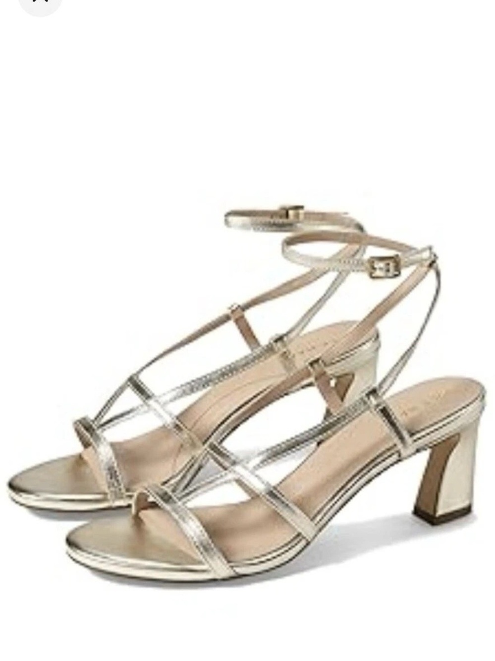 Cole Haan gold Metallic Strappy Mid-Heel Sandals